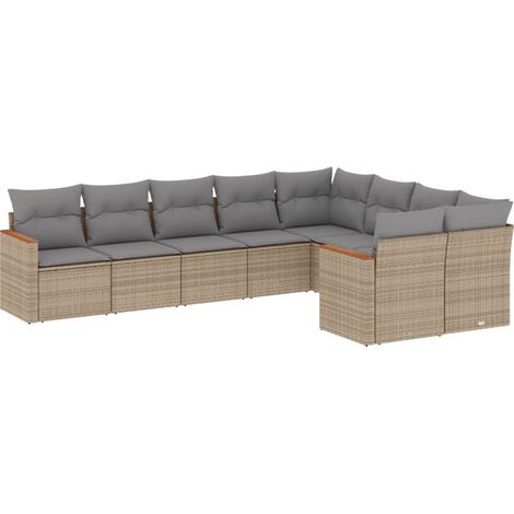 Maison Exclusive - 9-tlg. Garten-Sofagarnitur mit Kissen Beige Po (1/5)