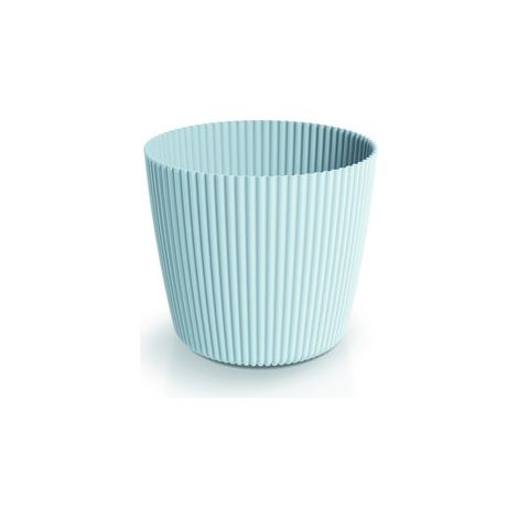 Maceta de plástico con tapa redonda acanalada, gris claro, 14,6 cm, Milly