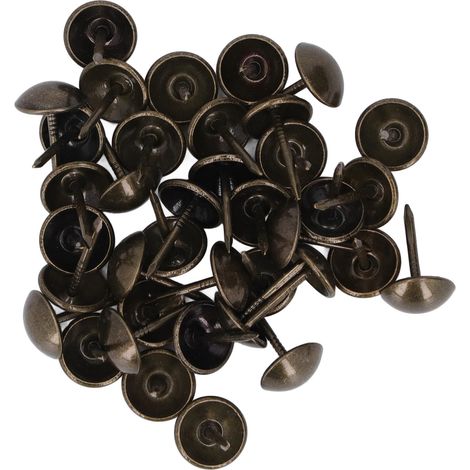 Lot de 100 clous décoratifs en acier au carbone de style antique pour meubles, canapés et lits, avec mètre ruban et support, couleur bronze. (1/5)