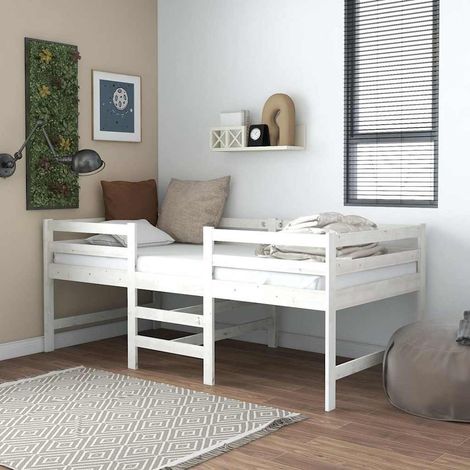 vidaXL Giroletto senza Materasso Bianco 90x200 cm Legno Massello Pino (1/6)