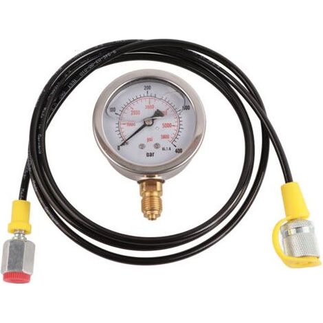 Raccord de test pour flexible hydraulique M162 BSP1/4 + 0400 bar, manomètre 6000 PSI, flexible de 1,5 m (1/5)