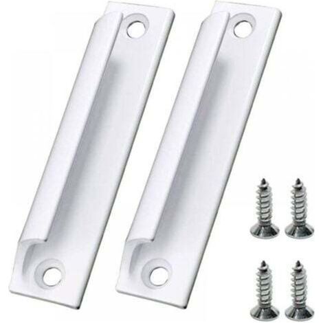 Pair Jeu de 2 poignées de portes coulissantes blanches Poignées de fenêtre avec vis