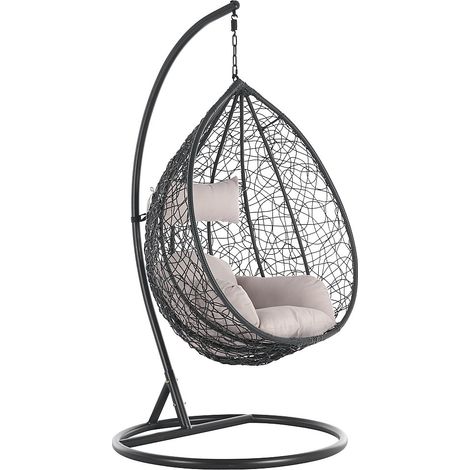 Fauteuil suspendu en résine tressée - Anthracite - CAMPLI de MYLIA