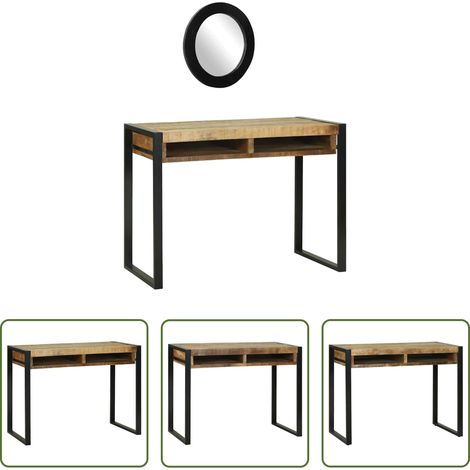 Schminktisch mit Spiegel - Schminktisch mit Regal Braun 100 x 50 x 75 cm Massivholz Mango (1/5)