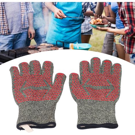 Grillhandschuhe aus Aramidfaser, hitzebeständige Handschuhe, isolierende und feuerfeste Handschuhe (bis zu 500 Grad Celsius). (1/5)