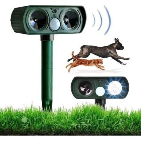 Répulsif pour chats d'extérieur, répulsif ultrasonique solaire rechargeable par USB, répulsif pour chiens, souris et pigeons pour le jardin et la chambre d'enfants (1/5)