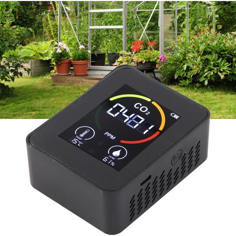 Détecteur de dioxyde de carbone à semi-conducteurs H8 Plus ZN-AZ-GG01, détecteur de CO2, moniteur de qualité de l'air intérieur (température et humidité), étalonnage automatique, noir (1/5)