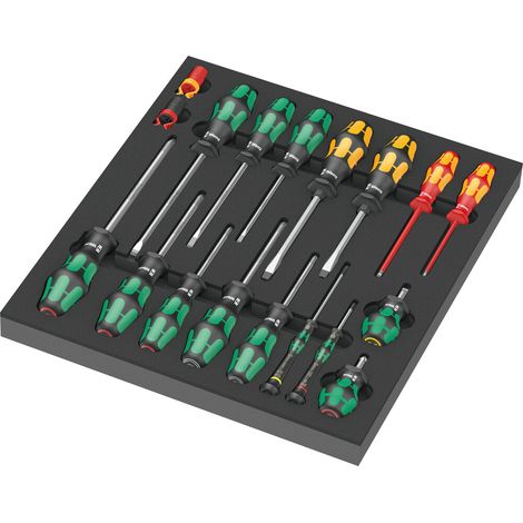 Wera – Module de servante 18 pièces – Rembourrage en mousse – Résistant à l'eau et à l'huile – Dimensions 344 x 47 x 392 mm