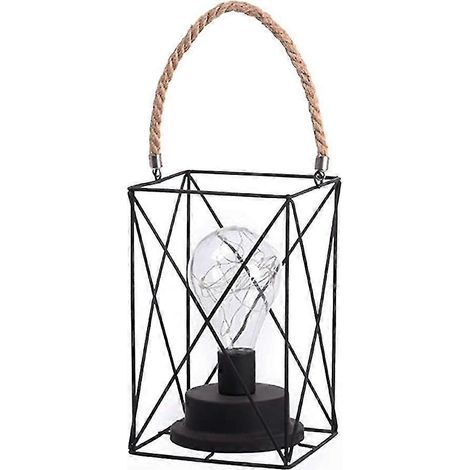 Lanterne cage en métal, lanterne LED vintage, lampe décorative en métal à suspendre pour l'extérieur (1/5)