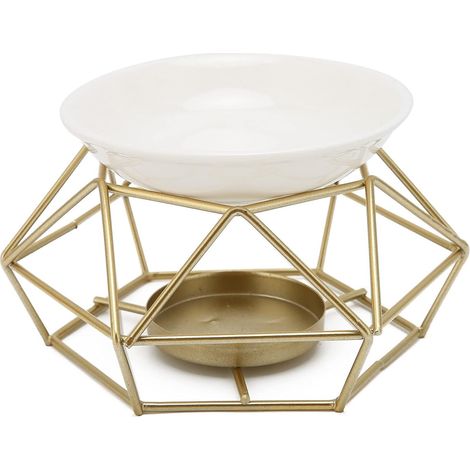 Brûleur à Huiles Essentielles avec Base en Fer en Céramique avec Bol séparé pour un Nettoyage Facile, Décoration de la Maison, Décoration de la Maison, Chauffe-bougie pour (1/5)