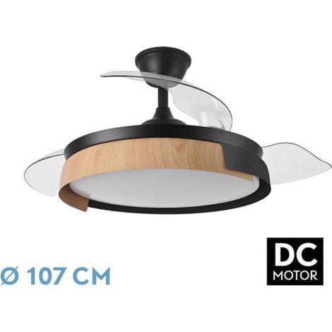 Ventilador de techo LED "Provenza" regulable con control remoto (72W 3CCT 7200lm) IP20 Ø107cm color negro y haya (1/3)