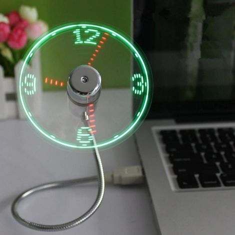 Ventilateur Horloge USB - Minuteur LED avec Coup de Vent Réglable - Collier Flexible - Alimentation 5 V CC - 40 cm - 54 g (1/5)