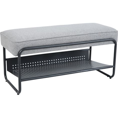 Banc à chaussures 90 x 37 x 42 cm métal gris