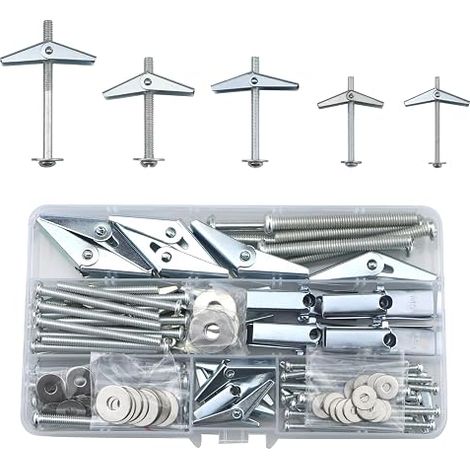Fixations pour plaques de plâtre vis de cloison sèche et boulons à levier à ressort à aile M3/M4/M5/M6 kit d'ancrages creux assortis bouchons muraux
