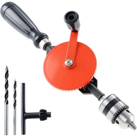 3/8 Inch (1.5mm-10mm) Hand Crank Manual Hand Drill Double Gear Hand Drill with 2PCS Drill Bits for Acrylic Wood PCB Board Plastic (1/5)