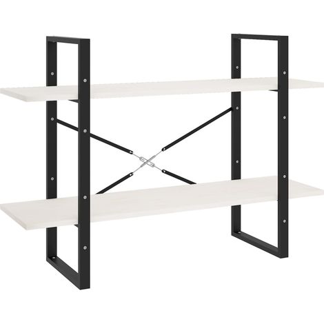 vidaXL Libreria a 2 Ripiani Bianca 100x30x70 cm in Massello di (1/5)