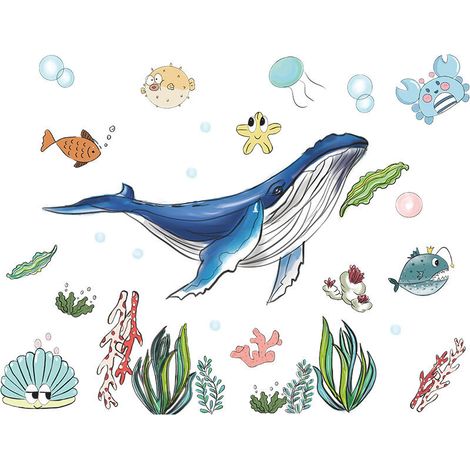 Un lot de Stickers Muraux animaux marins Autocollant Décoratif, Décoration murale pour Chambre Salle de Bain salon bureau (1/5)