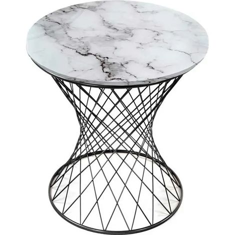 Runder Beistelltisch aus Metall mit elegantem Marmor-Effekt Ø38 x 55 cm