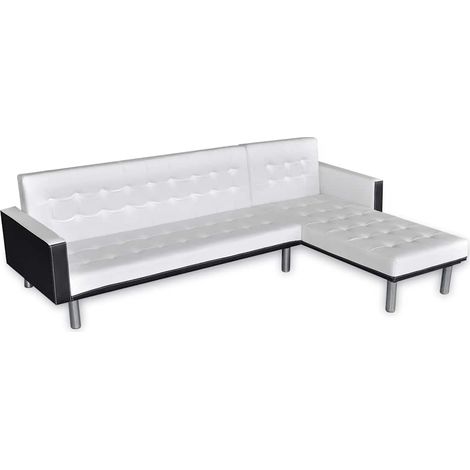 Maison Exclusive - Divano Letto a L in Pelle Artificiale Bianco (1/5)