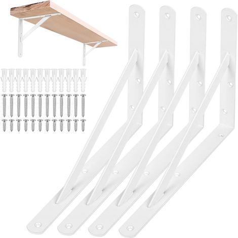 4 Pcs Equerre Etagere Murale, Équerre Étagère Flottants, Support Etagere Murale Fixation, Supports d'étagère Muraux, Supports en Triangulaires en Métal, Noir/200x150x25 mm (280x200x25x3mm) (1/5)