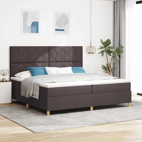 LED Boxspringbett mit Matratze Dunkelbraun 200 x 200 cm Stoff (1/5)