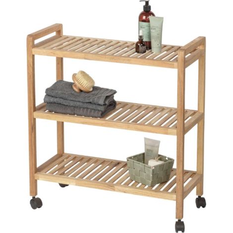 Étagère de salle de bain NORVÈGE avec trois étagères, bois de noyer, Wenko (1/5)