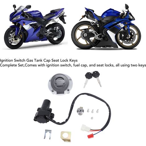 Motorradschloss-Set mit hoher Sicherheit und 2 Schlüsseln für YZF R1, R6, FZ6 – Diebstahlschutz (1/5)