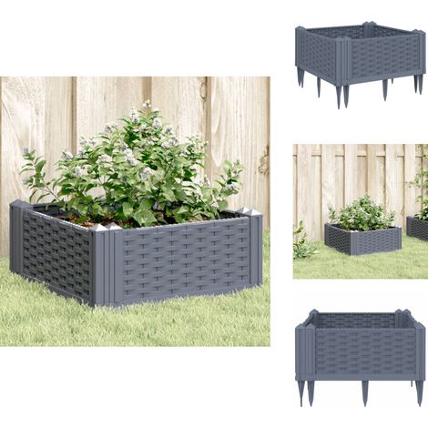 The Living Store Jardinière avec piquets bleu gris 42,5x42,5x28,5 cm PP - Légumes (1/5)