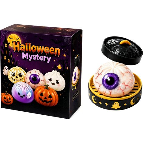 Jouet anti-stress d'Halloween - Matière douce et non collante, formes amusantes, rebond lent, ambiance Halloween - Yeux de 5,5 cm