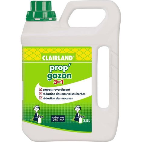 Engrais Gazon Liquide Prop'Gazon 3 en 1 - Clairland - Concentré 2,5 L