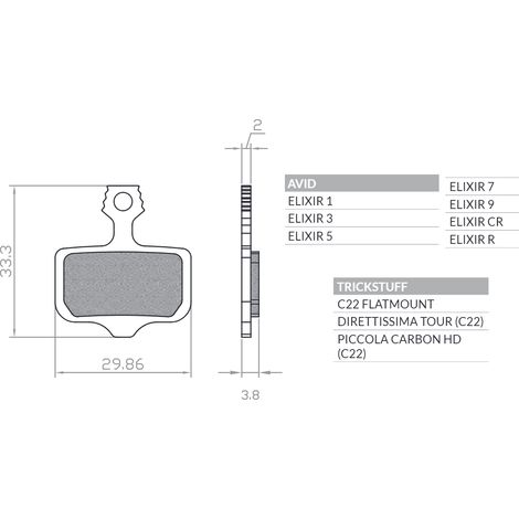 Pastillas de freno para bicicleta BRENTA BIKE, orgánicas, para MTB/carretera, semimetálicas. Compatibles con AVID ELIXIR 9/7/5/3/1/CR/R, SRAM XX, XO, DB1, DB3, DB5, LEVELT, LEVEL TL BR120. (1/2)