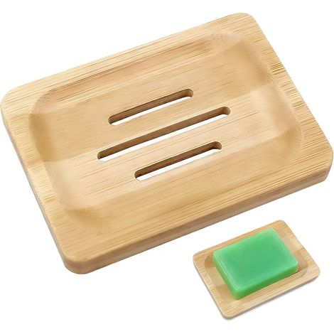 1 Porte Savon Bambou Naturel, Design Creux Drainant, Support Solide Pour Salle De Bain Et Cuisine (1/5)