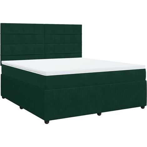Maison Exclusive - Giroletto a Molle con Materasso Verde Scuro 180x200 cm Velluto