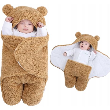 Saco de dormir tipo manta para envolver bebés: cálido y suave terciopelo. (1/5)