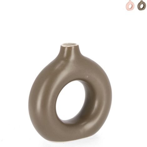 Vaso da interno per piante e fiori di design in grès 18,5x6x19cm Odino - Marrone (1/2)
