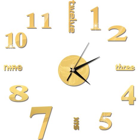 DIY-Wanduhr, rahmenlose Spiegeluhr, große, geräuschlose Wandaufkleber für Wohnzimmer und Heimdekoration