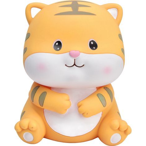 Tirelire Enfant Tigre Mignon Écologique aux Lignes Fluides et Couleurs Vives pour Pièces (1/5)