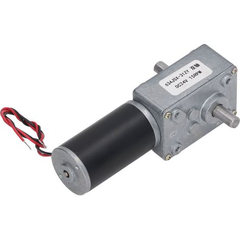 Getriebemotor DC 24V Drehzahlreduzierung Selbsthemmender Doppelwellen-Reversier-Schneckengetriebemotor 15 U/min (1/5)