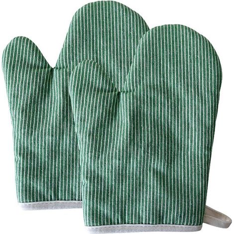 Guantes de cocina - Manoplas para horno - Seguros para cocinar - Material resistente al calor - 1 par - Verde (1/5)