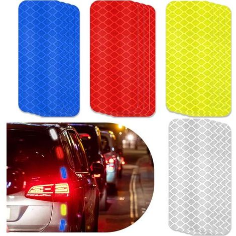 Bande adhésive réfléchissante pour voitures et vélos, 16 pièces, autocollants de signalisation pour motos, bandes réfléchissantes pour la vision nocturne sur camions, remorques, casques, en rouge, ble (1/5)