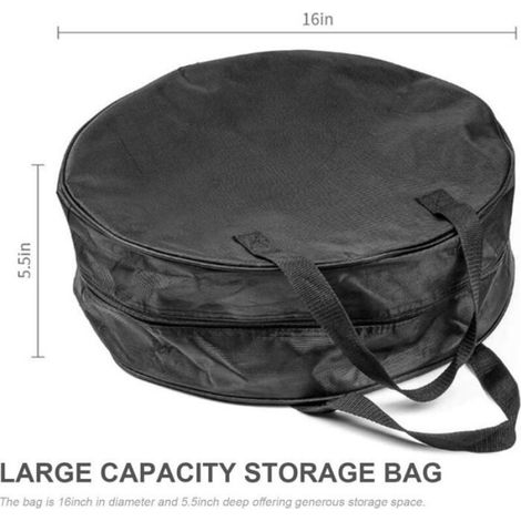Sac de Rangement pour Tuyau d Eau - 16 Pouces - Rond - Double Fermeture Eclair - Polyester 600D - Noir - 1 Piece (1/4)