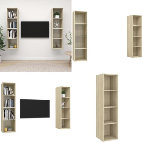 TV-Wandschränke 2 Stk. Sonoma-Eiche Holzwerkstoff - TV Schrank - Wandschrank - Holzschrank - Regal - Wohnzimmer Dekoration - Home & Living (1/5)