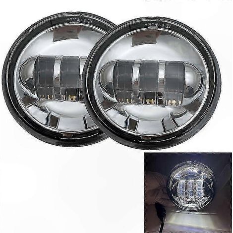 2pcs Phares Anti-Brouillard LED 4.5" avec Halo DRL, 30W Étanches Ronds pour Moto, Lampes Auxiliaires de Croisement (1/4)