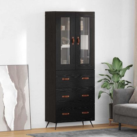 Highboard-Schrank mit Regal 2 pcs Schwarz Eichen-Optik