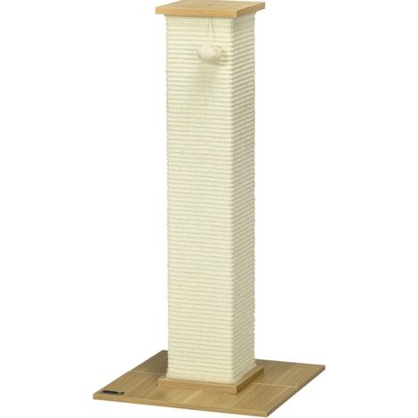 Tiragraffi per gatti con gioco 38 x 38 x 80 cm beige e naturale (1/5)