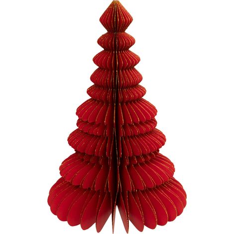 Sapin de Noël en papier plié Rouge liseré Doré H 30 cm - Feeric Christmas (1/4)