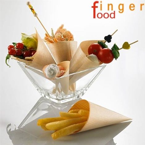 TrAdE Shop Traesio - Set 12 Coni Finger Food In Fibra Di Pioppo Catering Aperitivo 17 X 11,5 Cm - (1/3)