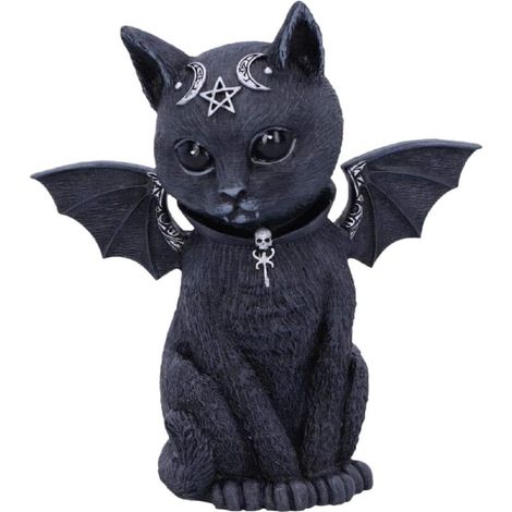 Chat ailé satanique gothique, ornement décoratif de style gothique, noir (1/5)