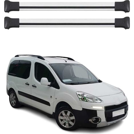 OMAC Barres de toit en aluminium pour Peugeot Partner Tepee 2008-2018 – TÜV / DIN 75302:2019 – Charge max 75 kg – 2 barres Argent (1/4)