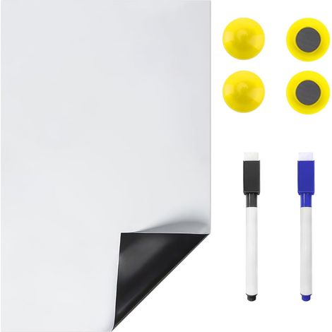 Tableau Blanc Magnetique, Tableau Magnetique Frigo Effaçable à Sec Tableau Blanc Effacable avec 2 Stylos Marqueurs Et 4 Aimant pour Planning Semaine Réfrigérateur Cuisine Liste Mémo (1/5)